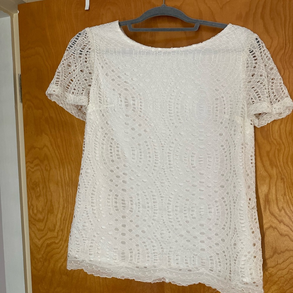 J. Crew White Cropped Boxy Blouse